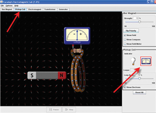 An image shows that a magnet and coil of wire can be used to generate current.