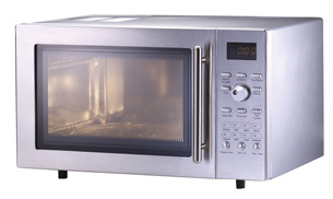 A photo shows a microwave oven; it can be used to determine the speed of light.