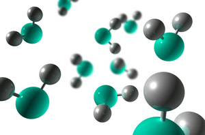 The graphic is an artist’s impression of the molecules in a water droplet.