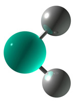 The graphic shows an artist’s impression of a single water molecule.