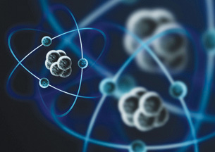 The graphic shows an artist’s impression of atoms, which make up the water molecule.