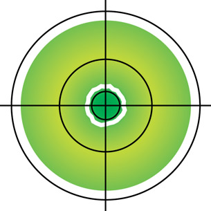 A diagram shows a Cartesian set of axes with circles centered on the origin representing the energy levels in the hydrogen atom. The electron cloud is on the first and second levels.