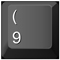 an illustration showing the parentheses keys