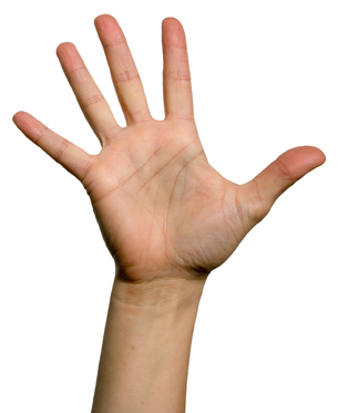 a photograph of a hand with fingers spread as far as possible 