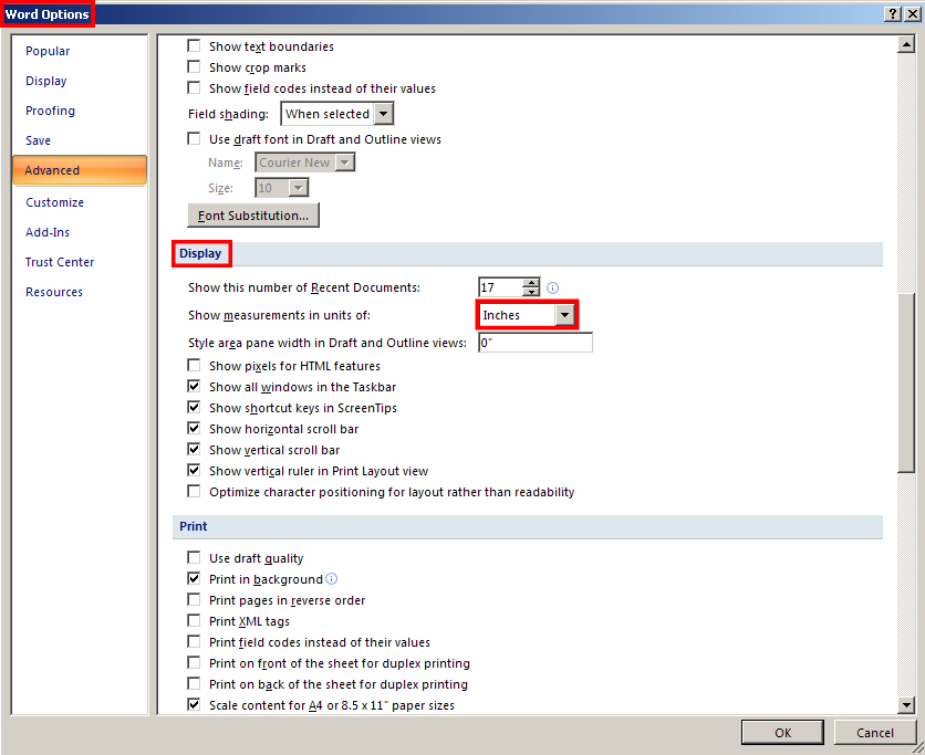 A screen shot shows the Word Options dialog box.