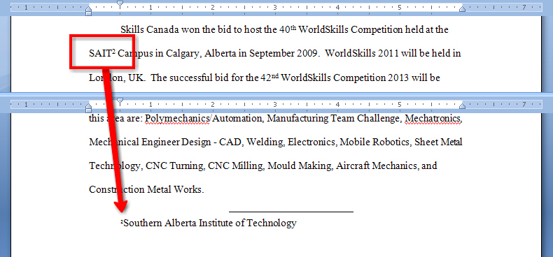 This graphic shows a footnote in a document.