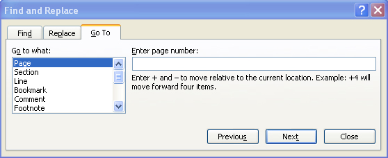This graphic shows the Go To window.