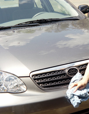 A car being shined.