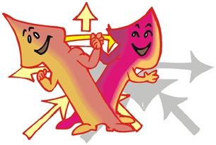 Happy cartoon arrows.