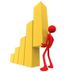 This image shows a three-dimensional character extending building blocks.