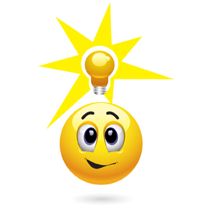 Smiling ball getting a bright idea.