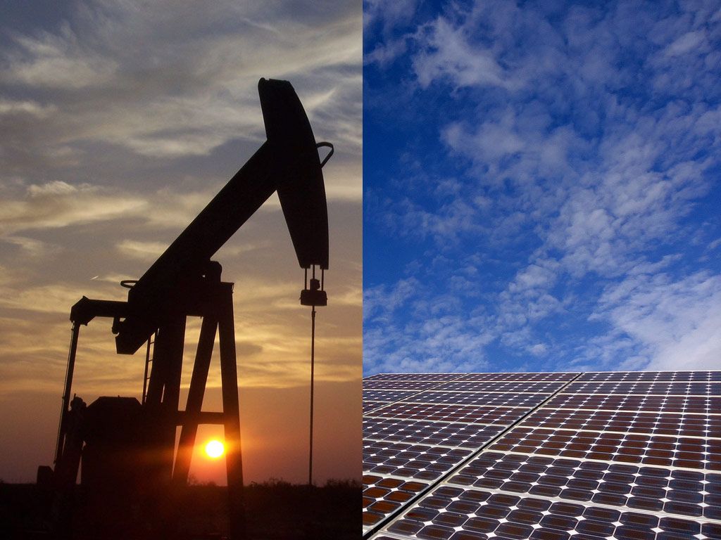 oil pump and solar panels