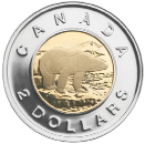 This image shows a Canadian two-dollar coin.