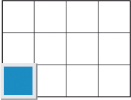 This diagram shows a grid 4 units long and 3 units wide covering a rectangular sheet. One of the grid squares is coloured.