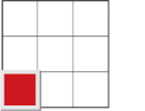 This diagram shows a grid 3 units long and 3 units wide covering a rectangular sheet. One of the grid squares is coloured.