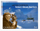 This photograph shows a Canadian stamp portraying arctic explorer Robert Abram Bartlett.