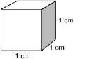 This drawing shows a cube having sides measuring 1 cm long.