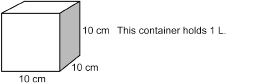 This drawing shows a 10-cm cube having a capacity of 1 L.