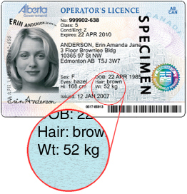 This photograph is of an Alberta driver’s licence.