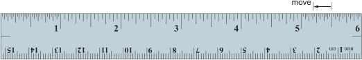 This image shows a ruler marked at 5½ in. An arrow is pointing to another mark 5/16 in to the left of the 5½-in mark.