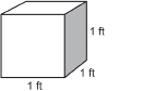 This illustration shows a 1-foot cube with the lengths of each side given as 1 foot.
