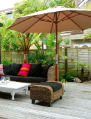 This shows an outdoor patio.