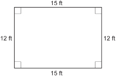 This image shows a rectangle with dimensions of 15 feet by 12 feet.