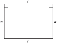 An image shows a rectangle with dimensions indicated along the sides by the variables l and w.