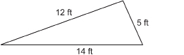 This image shows a triangle having sides of 5 feet, 12 feet, and 14 feet.