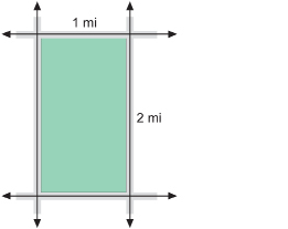 This image shows the region of land bound by adjacent roads running east and west and north and south.