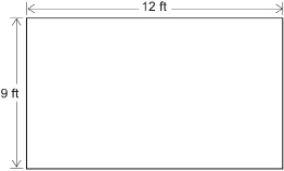 This image shows a simplified floor plan for a room 12 feet long and 9 feet wide.