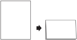 A graphic shows a piece of paper folded in half from top to bottom.