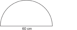 This graphic shows a semicircle having a diameter of 60 centimetres.