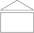 This illustration shows the back of a garage with the triangular and rectangular parts separated.