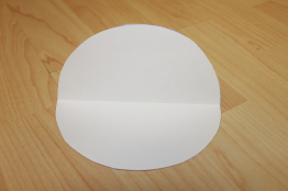 This photo shows a paper circle folded on its diameter.