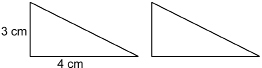 This illustration shows two triangles. Each has a height of 3 centimetres and a base of 4 centimetres.