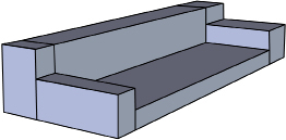 This illustration shows a couch consisting of several rectangular prisms. The seat is one rectangular prism, the two arms are rectangular prisms, and the back is a rectangular prism.