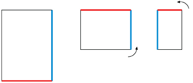 This illustration shows a sheet of paper being folded once from the bottom up and then folded again from right to left.