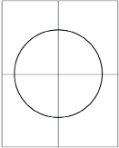 This illustration shows a flattened sheet of paper after being folded into quarters. A circle is drawn with its centre at the meeting point of the two folds.