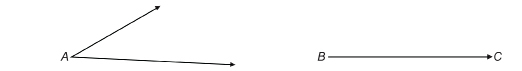 This illustration shows an acute angle labelled A that opens to the right, and a horizontal ray BC drawn to its right.