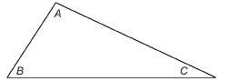 This illustration shows a triangle labelled ABC with the labels A, B, and C inside the corners of the triangle.
