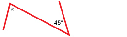 This illustration shows a zed shape representing the tracing on the electrical tower. The one angle between the brace and a tower leg is labelled x, the other is labelled 45 degrees.