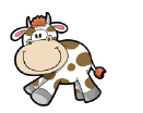 This illustration shows a cartoon figure of a cow.