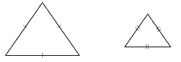 This illustration shows two equilateral triangles of different sizes.