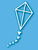 This image shows the outline of a diamond-shaped kite with a tail made of triangles.