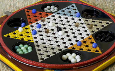 This is a photograph of a Chinese checkers board.