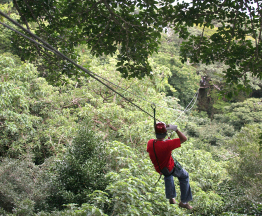 This is a photo of a zip line in the jungle of Costa Rica.