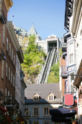 This is a photo of the funicular railway in Québec City.