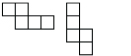 This illustration shows two drawings of pentominoes. The first is two squares in a horizontal row with three squares in a horizontal row extending to the right from below the right square. The second graphic is three squares in a vertical column with two squares in a vertical column extending below the right side of the bottom square.