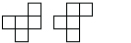 This illustration shows two drawings of pentominoes. The first one is three squares in a horizontal row with one square below the middle square and one square above the right square. The second is three squares in a vertical column with one square to the left of the middle square and one square to the right of the top square.